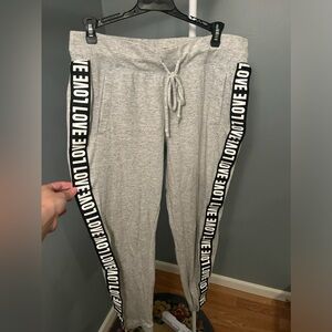 Pink grey sweats with stripes-no boundaries